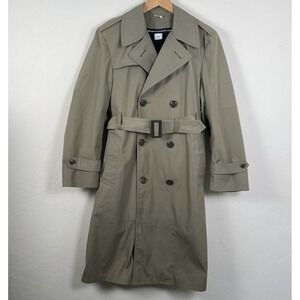 US Military Trench Coat Size 34S MEDIUM Army Green Vintage '82  Removable Liner